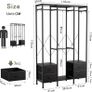 Clothes Rail Heavy Duty Clothes Rack - Stand Portable Closet Rack with Hooks, Wood Top, Steel Frame, Fabric Drawers & Open Shelves for Hanging Clothes, Rustic Brown Image 2