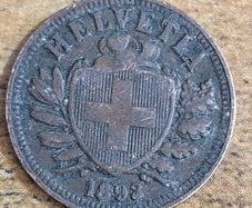 Switzerland, 2 Rappen 1893 Coin - free standard postage