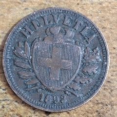 Switzerland, 2 Rappen 1893 Coin - free standard postage