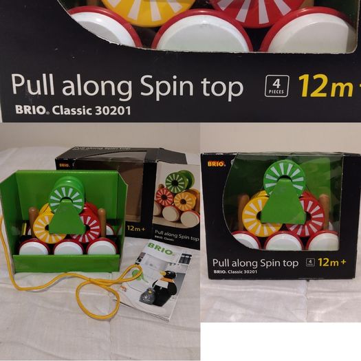 Brio Pull Along wooden Spin Top toy
