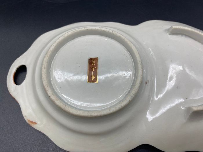 Japanese Satsuma Porcelain Unusual Cup Holder Dish