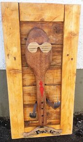 Rustic FORK U woodart wall sign