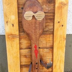Rustic FORK U woodart wall sign