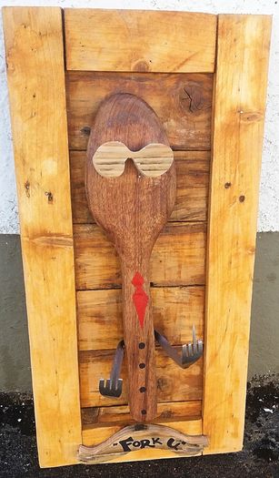 Rustic FORK U woodart wall sign