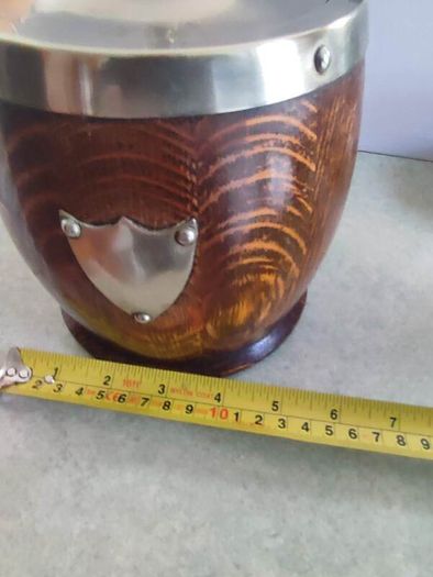 Antique Wooden Ice Bucket Canister Circa 1910's