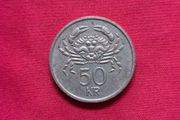 1987 50 Kronur coin from Iceland