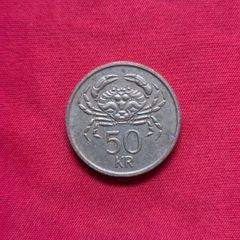 1987 50 Kronur coin from Iceland