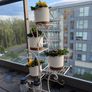 FATIVO Metal Plant Stand Indoor Outdoor Flower Pot Organizer 4 Tier Square Rack Display,L 52.5xW 24.5xH 87cm, White Image 6