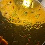 Vintage mid century modern fused art and glass plate.Textured Amber and Gold catchall. Image 2