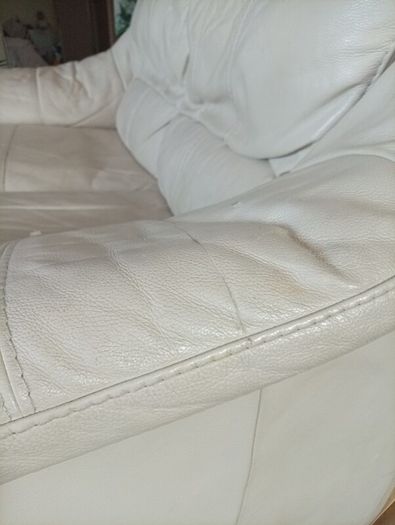 2 cream leather 2 seater sofa s