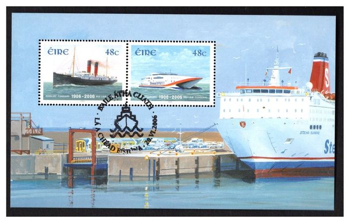 2006 Ireland Centenary of the Rosslare Fishguard Ferry Miniature Sheet Fine Used with First Day of Issued Cancel
