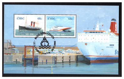 2006 Ireland Centenary of the Rosslare Fishguard Ferry Miniature Sheet Fine Used with First Day of Issued Cancel