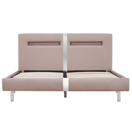 Bed Frame with LED Cappuccino Faux Leather 135x190 cm