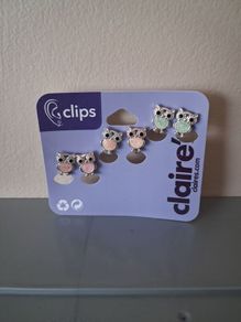 Claire's Clip-on Earrings Three Owls set