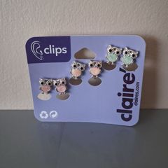 Claire's Clip-on Earrings Three Owls set