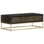 Coffee Table Black and Gold 90x50x35 cm Solid Mango Wood Image 5