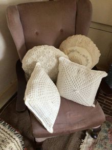 4 vintage Crochet cushions