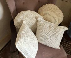 4 vintage Crochet cushions