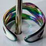Double Layer Geometric White & Rainbow Open Ring Image 2