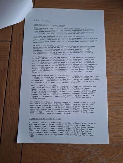 1970 Five Easy Pieces Pressbook Press Kit Photos Jack Nicholson