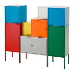 1 Ikea Lixhult blue metal cabinet designed by Jon Karlsson
