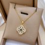 Emerald Stone Four Leaf Clover Crystal Necklace Image 3