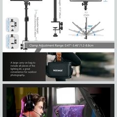 Desktop Mount LED Video Lighting with C-Clamp