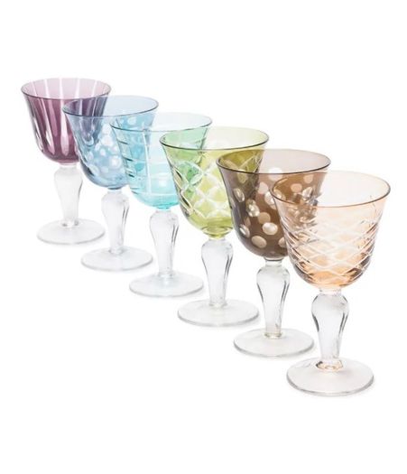 Luxury Wine Glasses -Pols Potten  Multicolour Cuttings Wine Glass - Luxury Glass
