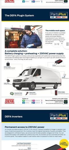 Campervan, Defa interconnection lead 460769, Power supply and battery charging
