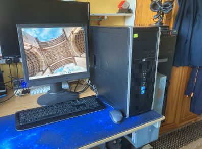 HP Compaq Elite 8100 Desktop PC, i7-870, 16GB RAM, SSD, Windows 11 Pro, full setup with monitor