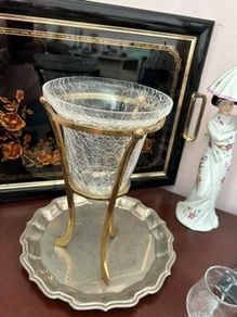 Vintage crackle glass vase