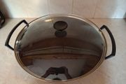 Le Creuset blue wok with glass lid