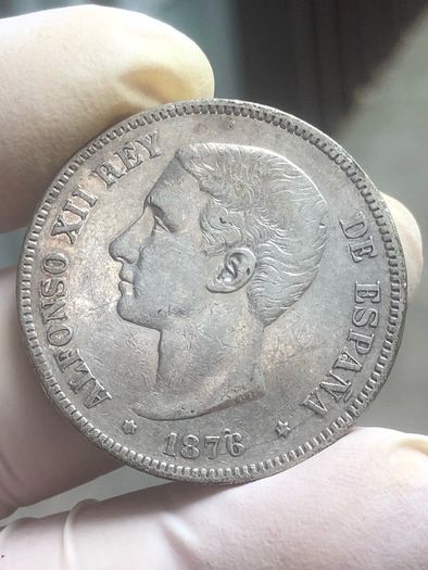 Spain Silver 5 Pesetas 1876 (76)Alfonso XII