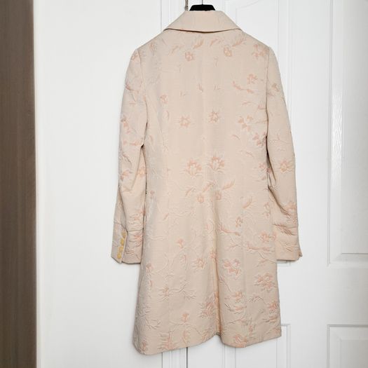 Dunnes Orange Pink Nude Floral Jacquard Long Coat 10UK/38EU