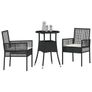 Garden Dining Set 3 pcs Black Poly rattan Image 3