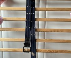 boys belt Abercrombie navy with leather 46cm