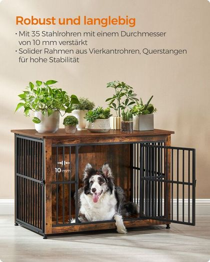 Dog cage up to 32 kg with 2 doors Dog Crate Dog Cage Furniture, Side Table, Dog Box, Modern Indoor Dog Kennel for Dogs up to 32 kg, Heavy Duty, Closed Base, Dog House, 2 Doo