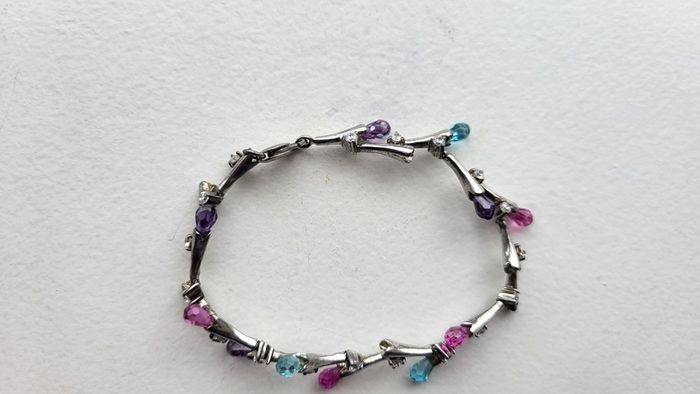 Argento Multi-Gem Silver-Tone Tennis Bracelet  Amethyst, Pink & Blue Stones