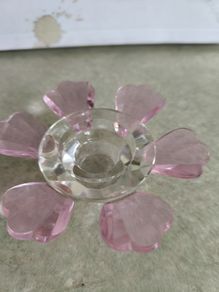 Clear & Pink / Purple, Lotus Flower - Tealight Candle Holders