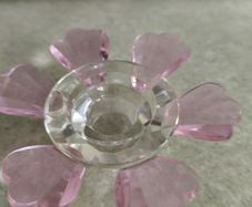 Clear & Pink / Purple, Lotus Flower - Tealight Candle Holders