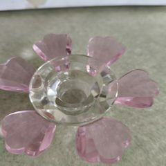 Clear & Pink / Purple, Lotus Flower - Tealight Candle Holders