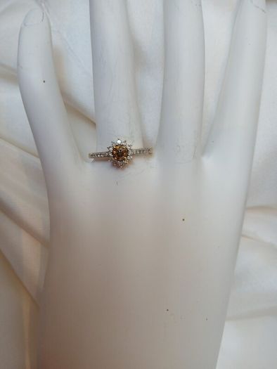 Sparkling Champagne Diamond Halo Ring