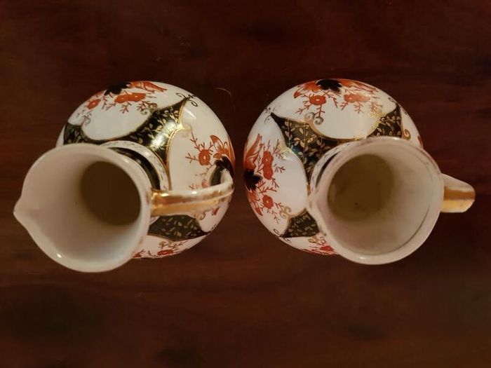 Beautiful Pair Antique English China Jugs Victorian