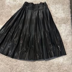 DKNY black leather effect long skirt (8)