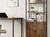 Bookcase Standing Shelf with Doors, Metal Frame,