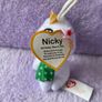 Ty Beanie Boo Mini Keychain Nicky White Unicorn Image 2