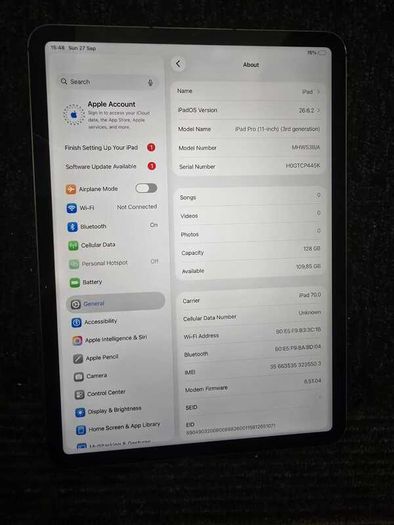 Apple iPad Pro 11-inch 3rd Gen 128GB Wi-Fi + Cellular - Space Grey