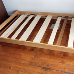 Pine single bed and mattress