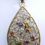 Vintage 18K Gold Plated Sterling Silver 925, Butterflies Crystal Oval Pendant Necklace, length 18" - 5,83g Image 4