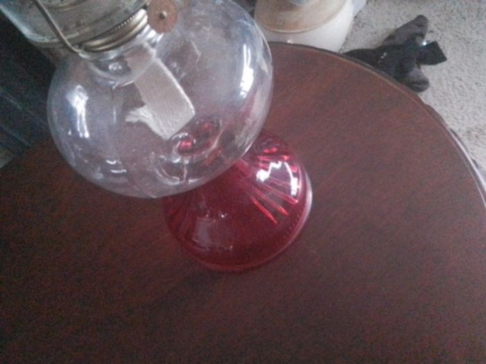 Cranberry glass VTG Oil lamp